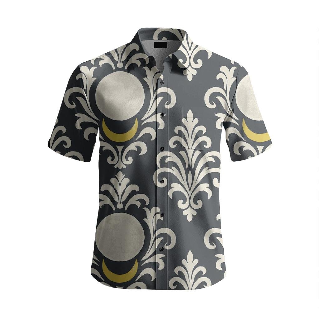 Lunar Medallion Damask Study embroidered logo shirts