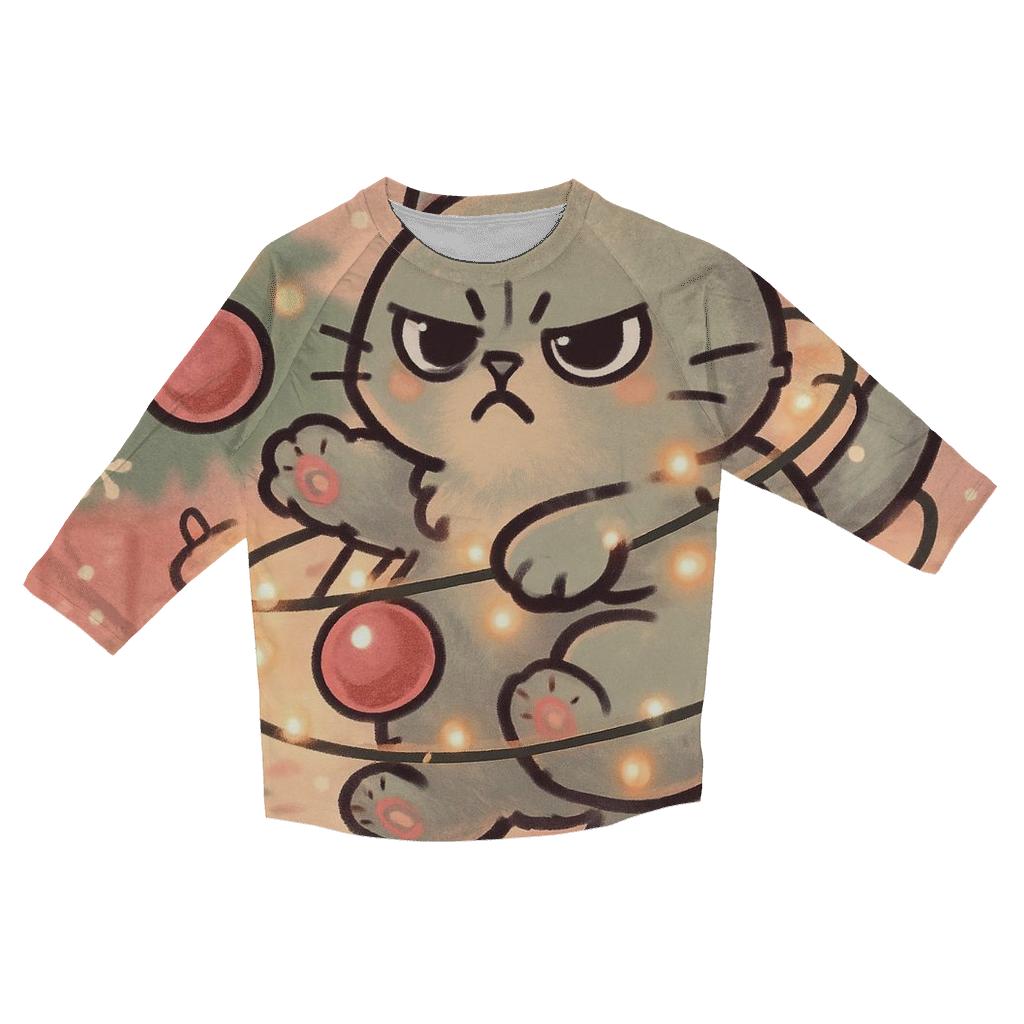 Cat Tangled In Twinkle Garland Orbit stylish quarter sleeve tops