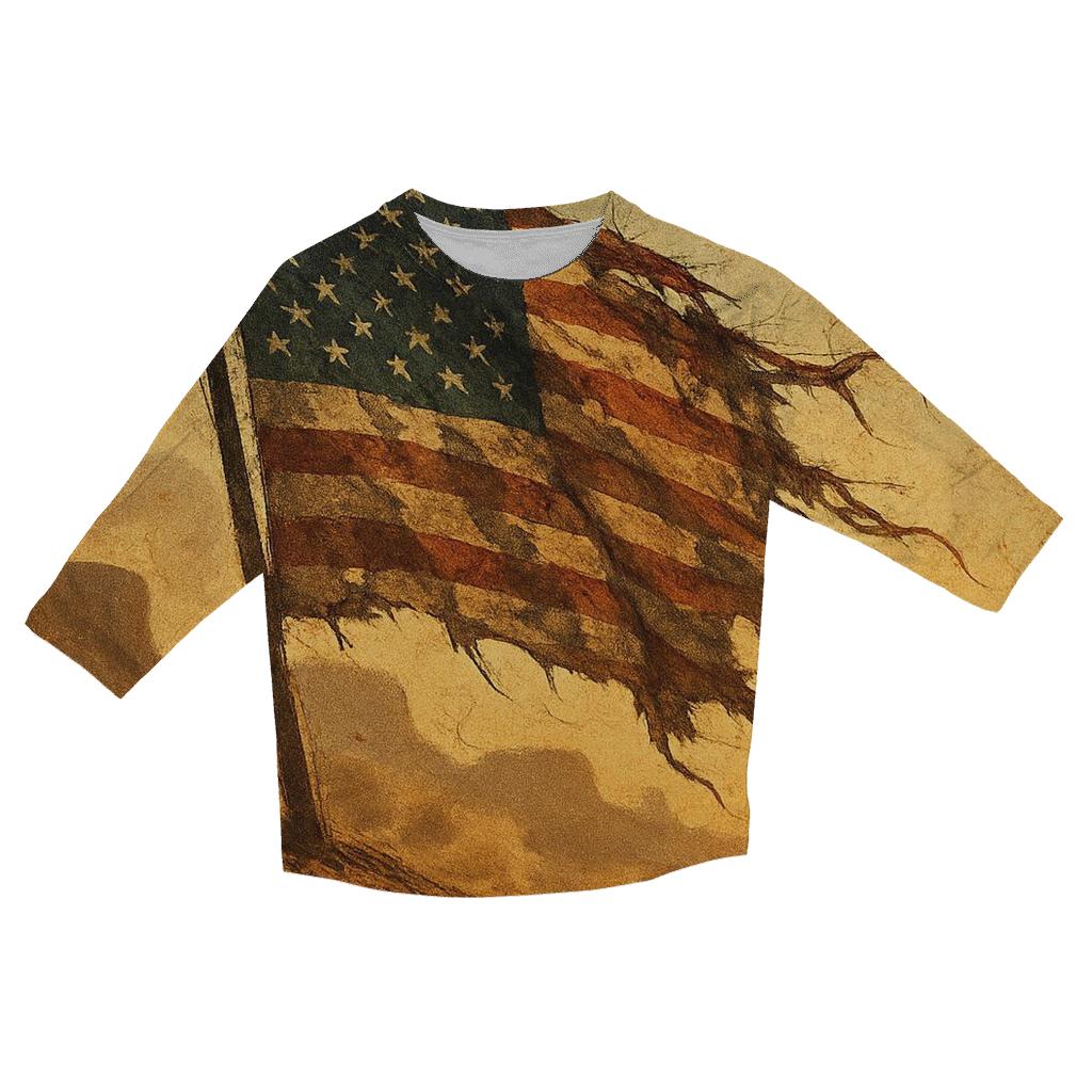 Desert Stars Camo Banner printed three quarter sleeve shirts