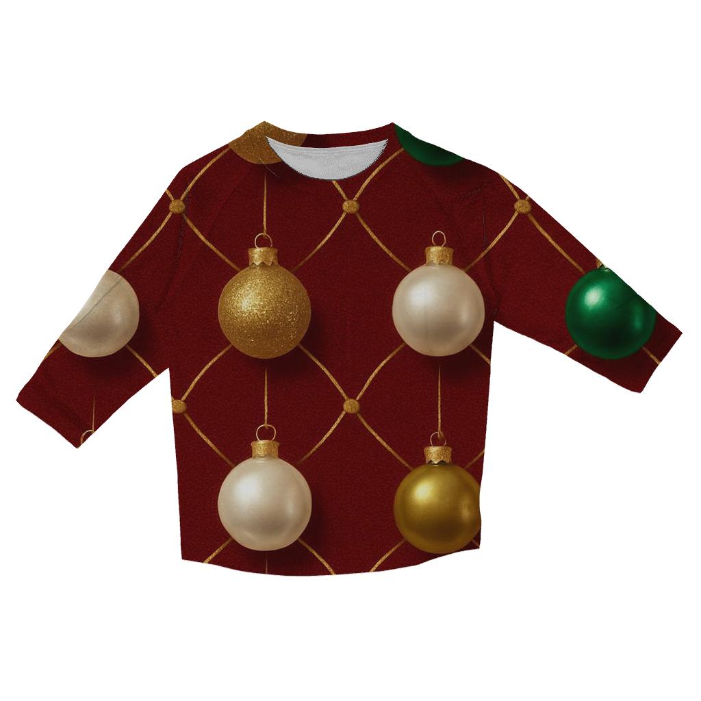 Ornament Lattice Grid On Deep Red Background fashion 3/4 sleeve shirts