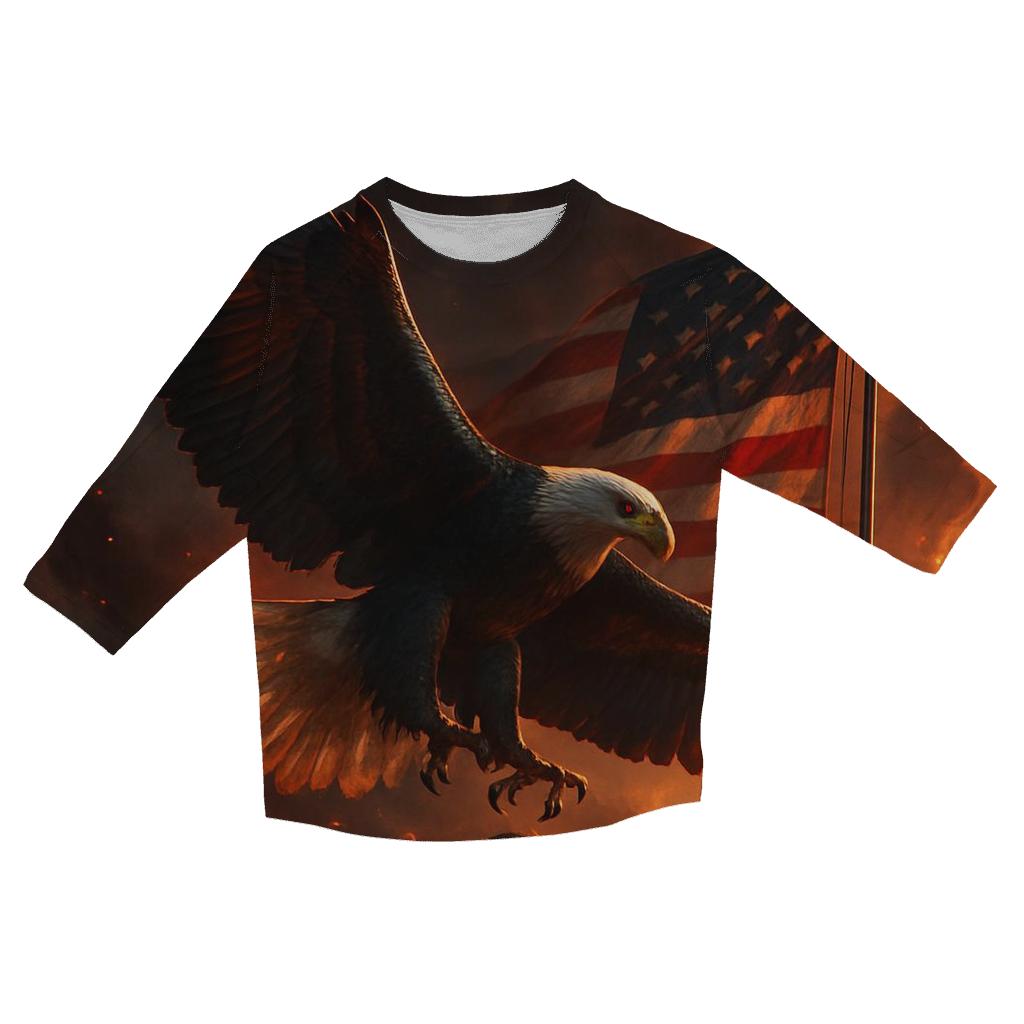 Eagle Over Firelit Flag Ridge fashion 3/4 sleeve shirts