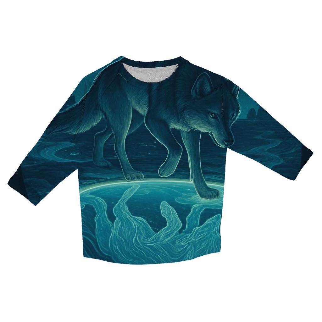 Tideglass Wolf And Moonpool fashion 3/4 sleeve shirts
