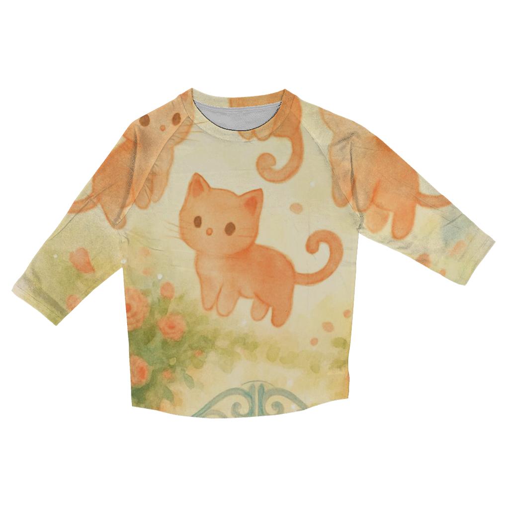Garden Gate Of Floating Kittens printed three quarter sleeve shirts