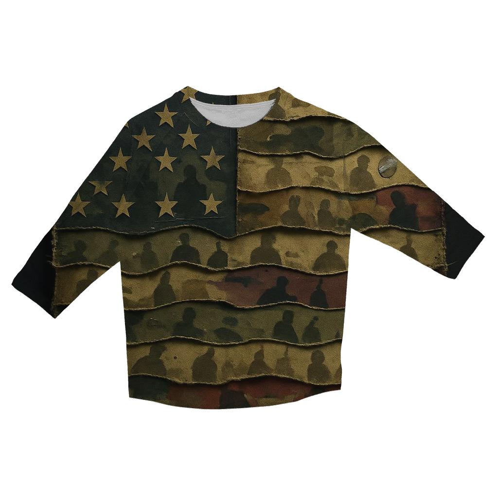 Camouflage Flag Mosaic Of Service personalized 3/4 sleeve tees