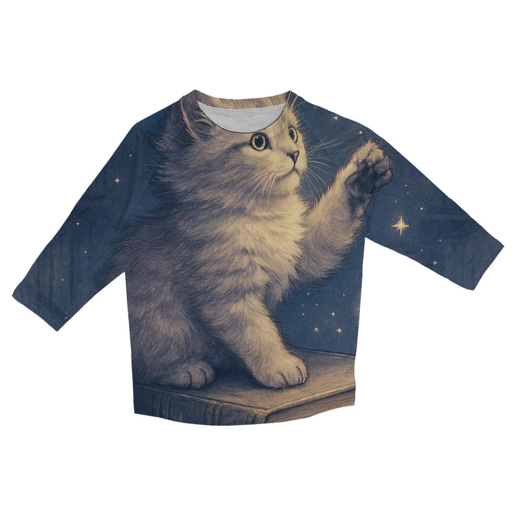 Starlit Library Cat Constellations casual three quarter sleeve shirts