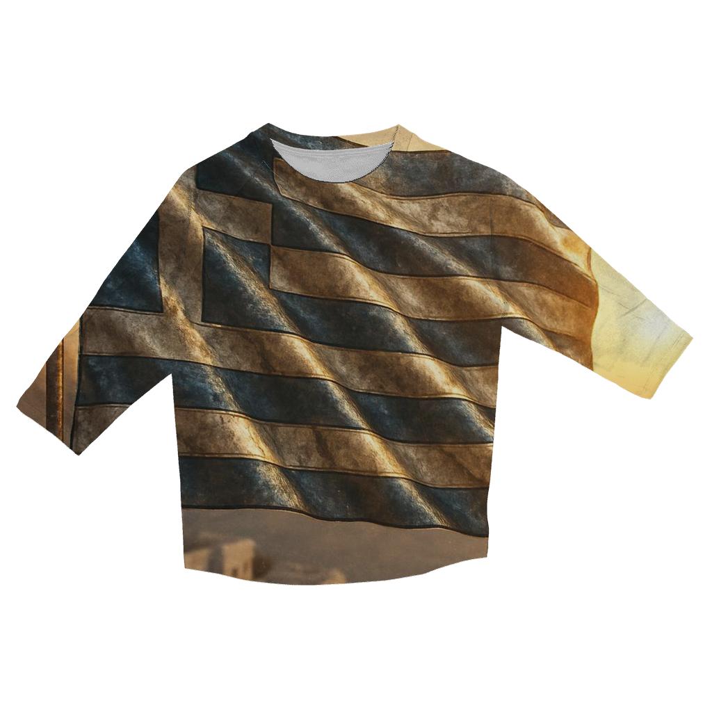 Greece Marble Metallic Flag cotton quarter sleeve shirts