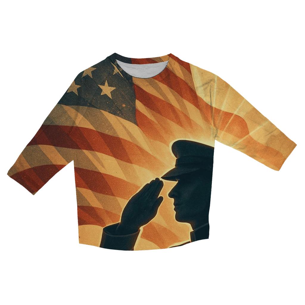 Salute At Sunrise Through Flag Light personalized 3/4 sleeve tees