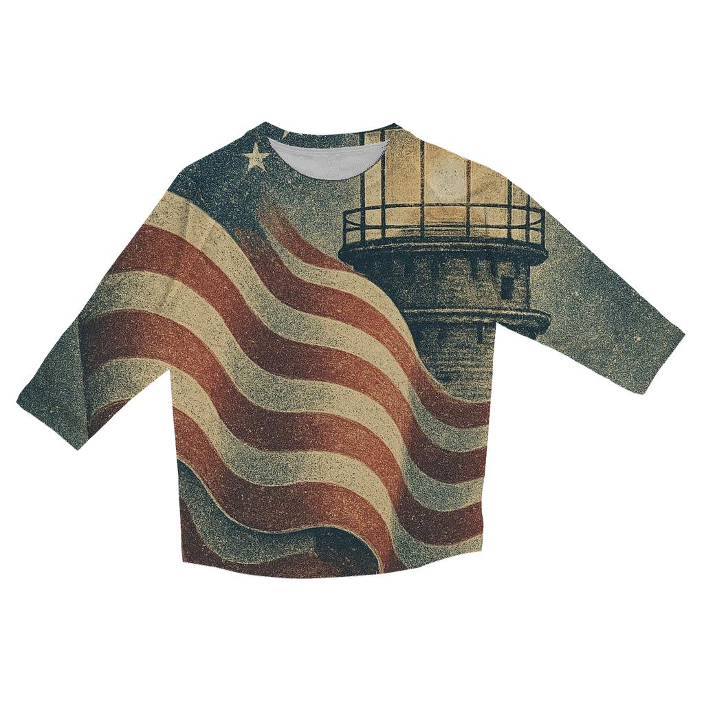 Vintage Harbor Signal Flag printed three quarter sleeve shirts