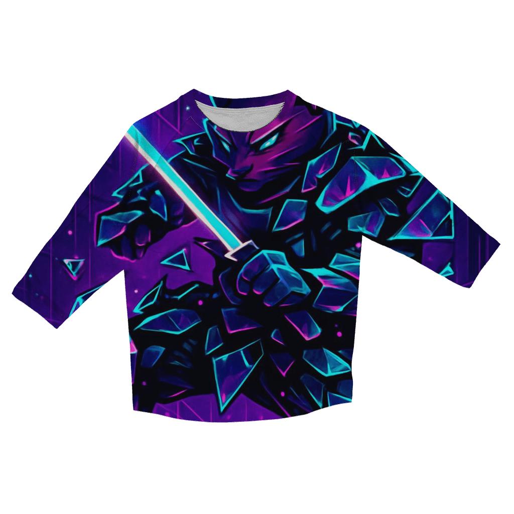 Glass Shard Cyber Samurai Cat personalized 3/4 sleeve tees