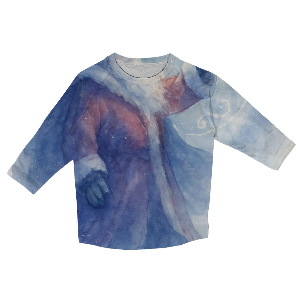 Watercolor Blizzard Guardian Santa cotton quarter sleeve shirts