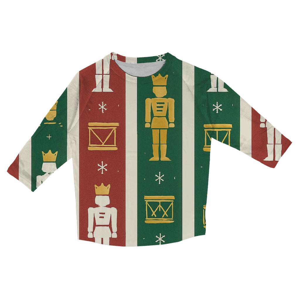 Nutcracker Parade Stripe Repeat On White Background cotton quarter sleeve shirts