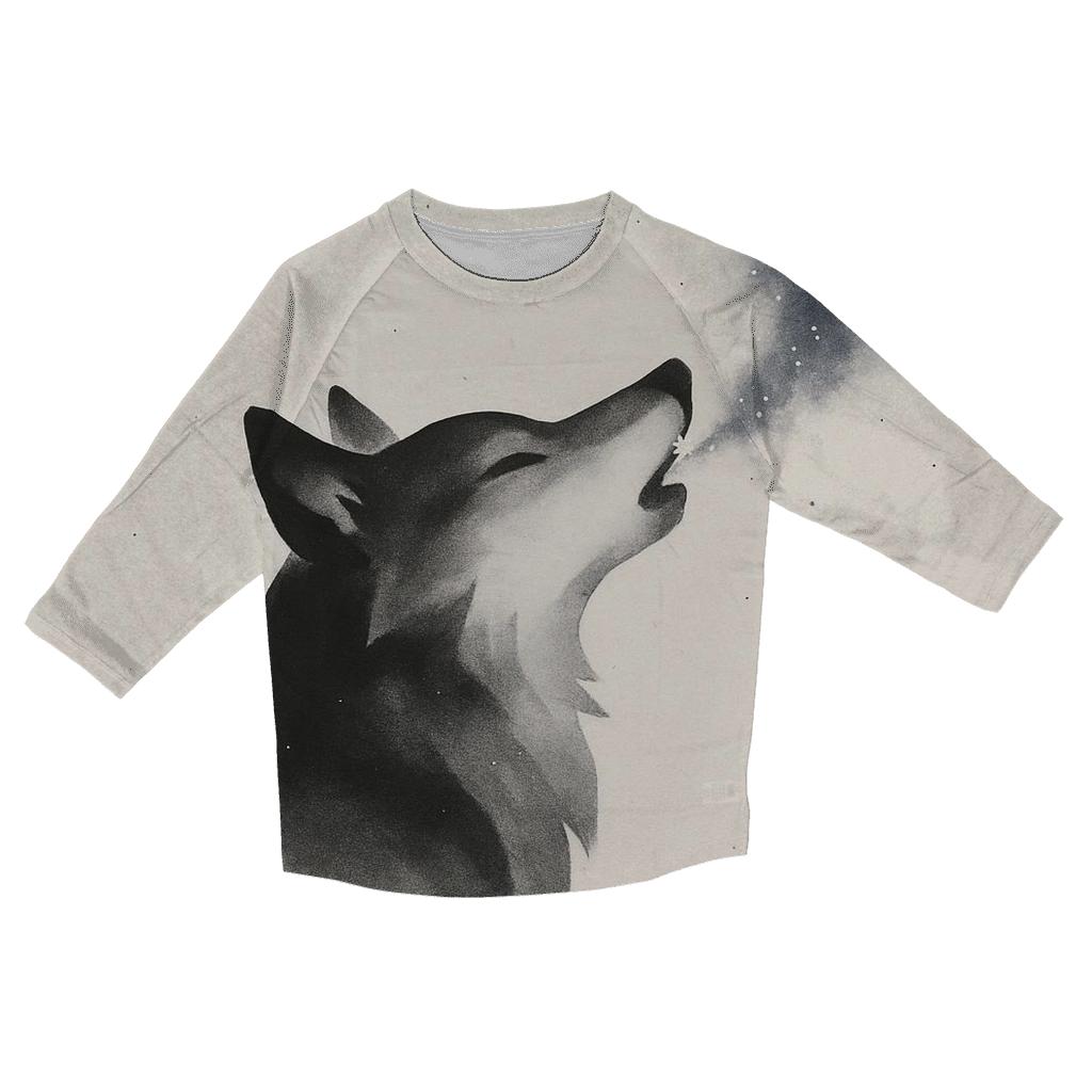 Celestial Ink Wash Wolf Constellator casual three quarter sleeve shirts