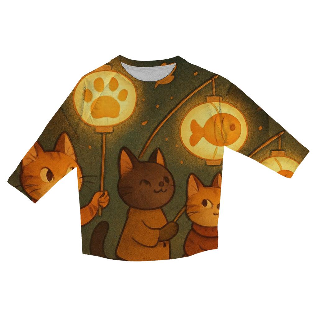 Autumn Lantern Parade Cats designer 3/4 sleeve blouses