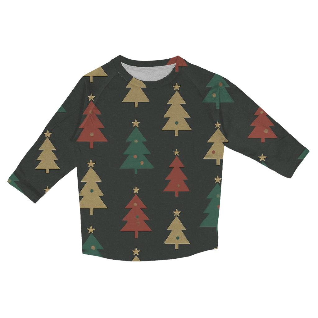Christmas Tree Icon Micro Grid On Charcoal Background casual three quarter sleeve shirts