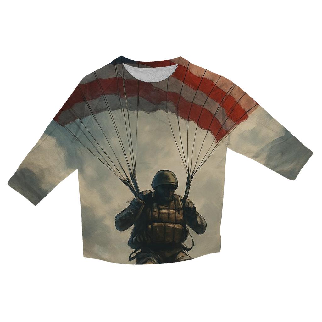 Paratrooper Descent Through Flag Clouds custom 3/4 sleeve shirts