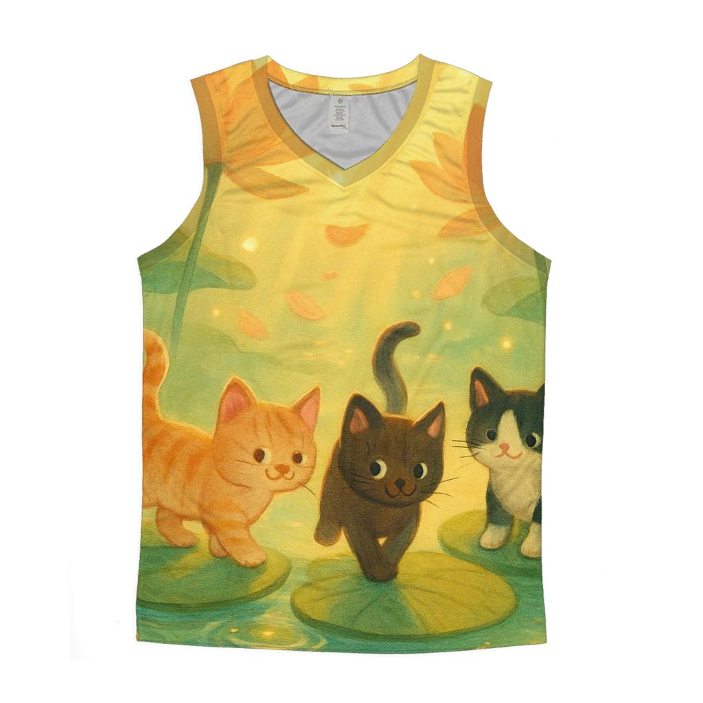 Sunrise Lily Pond Paws graphic print tank tops