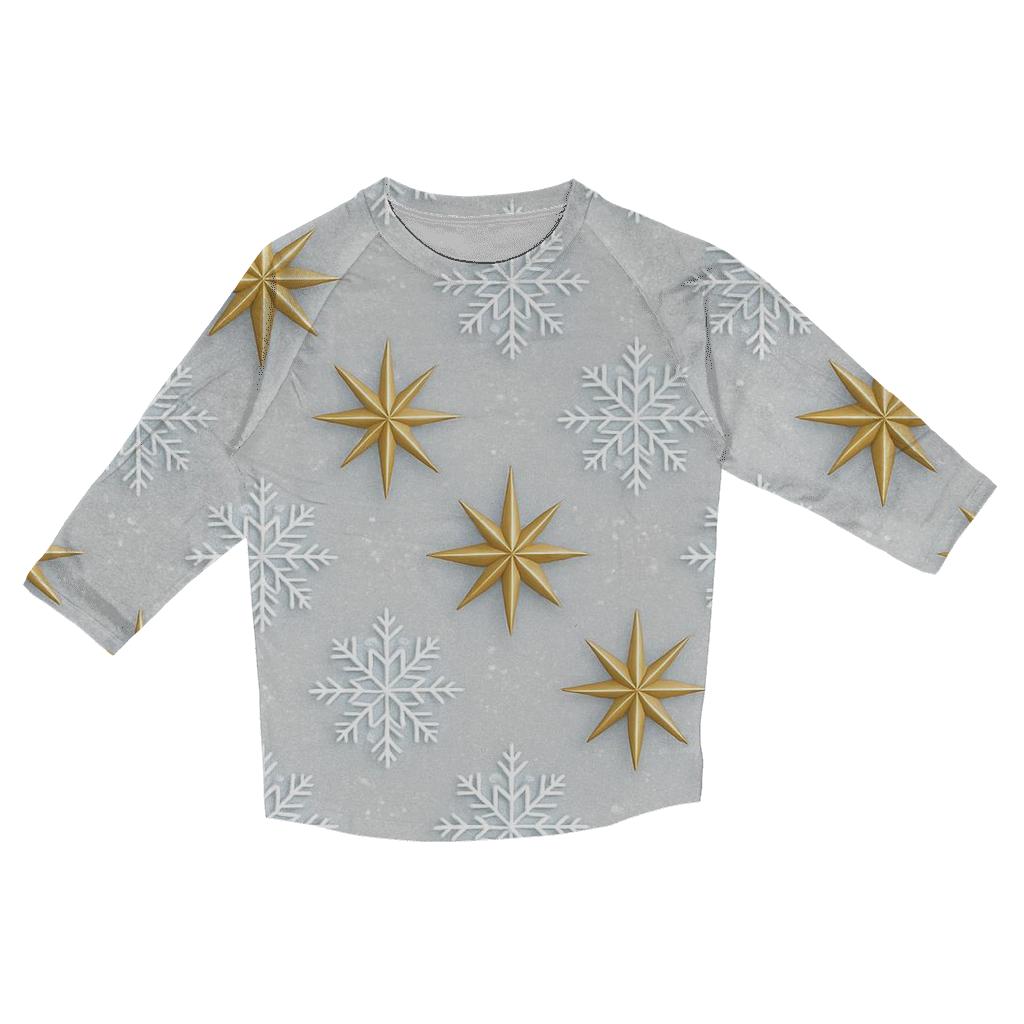 Star And Snowflake Diagonal Array On Light Gray Background stylish quarter sleeve tops