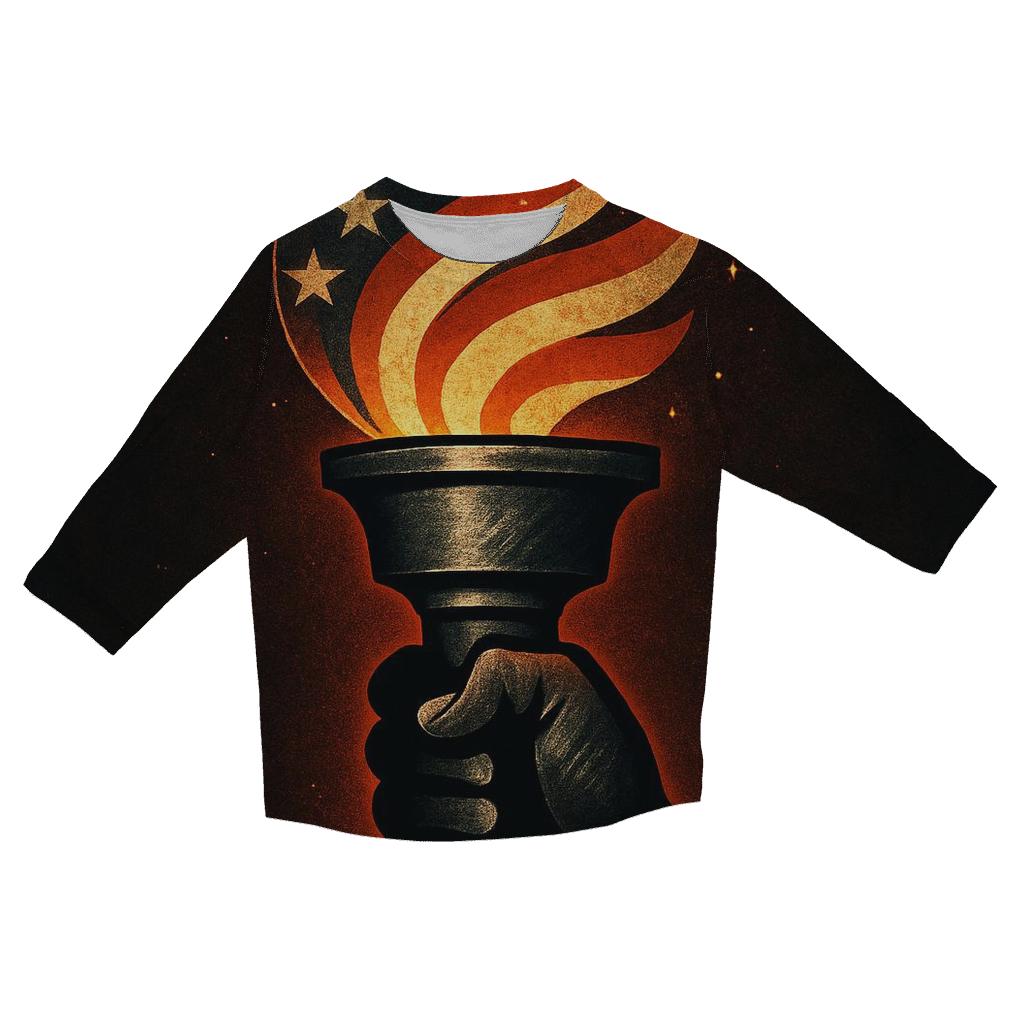 Torch Of Liberty In Steel And Stripes trendy 3/4 sleeve tops