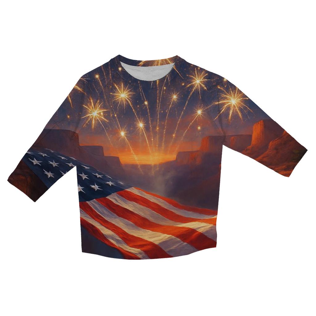 Firework Canyon Flagburst cotton quarter sleeve shirts