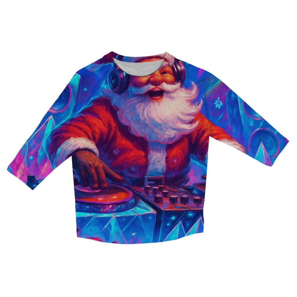 Santa DJ At The North Pole Rave cotton quarter sleeve shirts