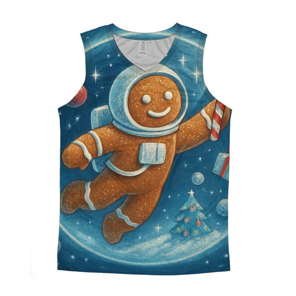Gingerbread Astronaut Cookie Drift graphic print tank tops