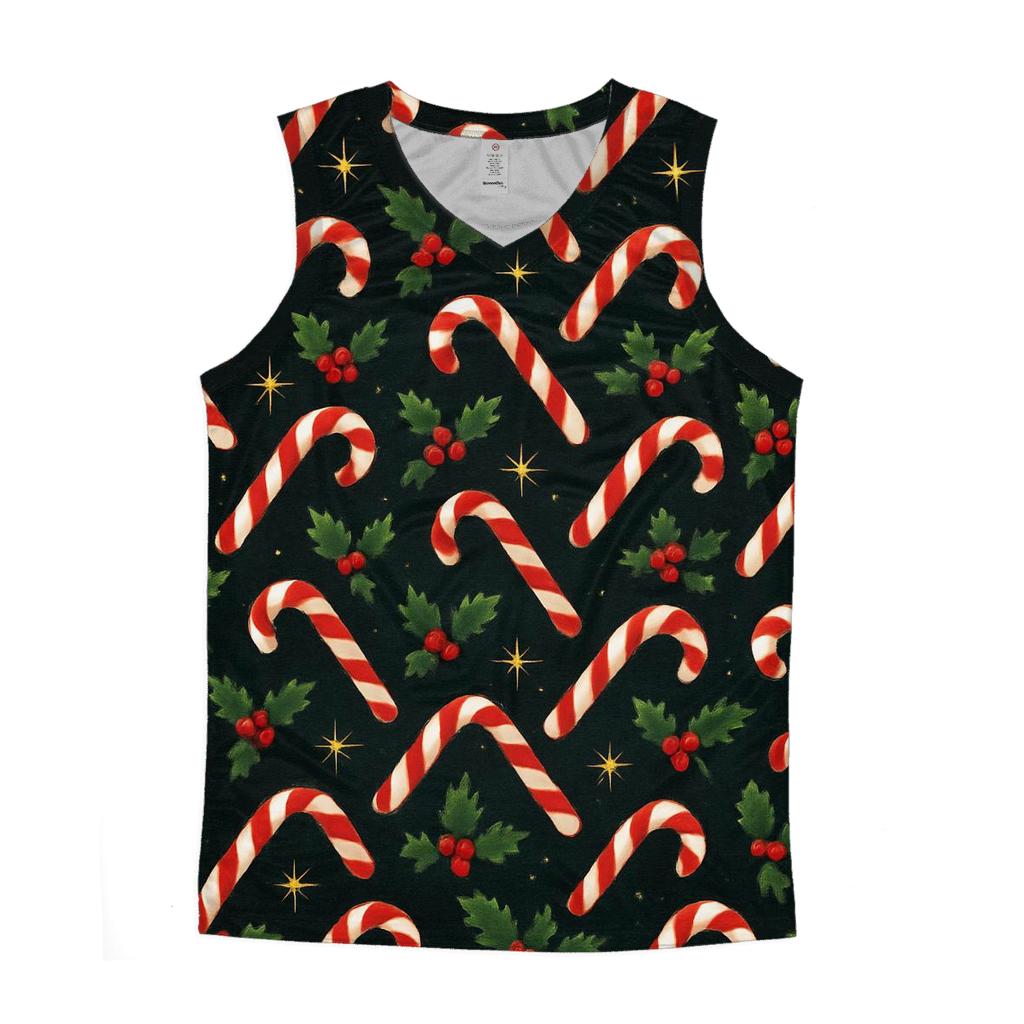 Candy Cane Aurora Chevron On Black Background designer workout tanks