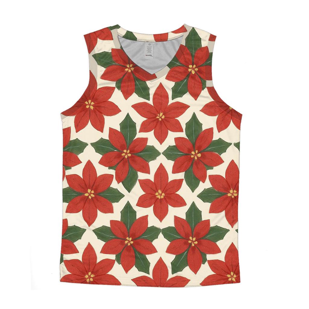Poinsettia Snowflake Rosette Tessellation On Ivory Background personalized athletic tanks