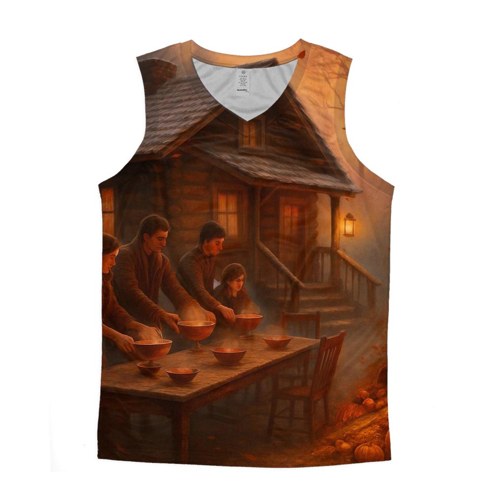 Autumn Cabin Feast Under First Frost custom tank tops