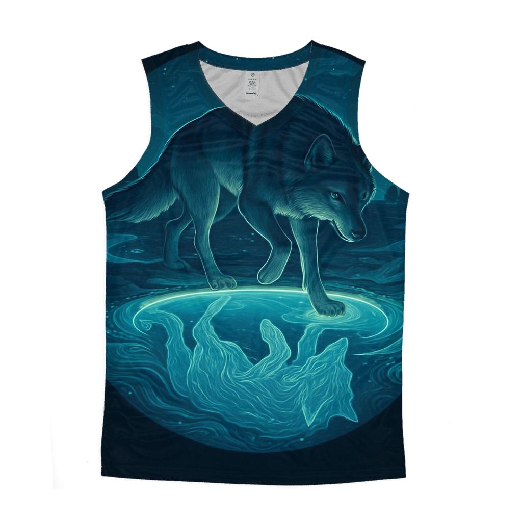Tideglass Wolf And Moonpool graphic print tank tops
