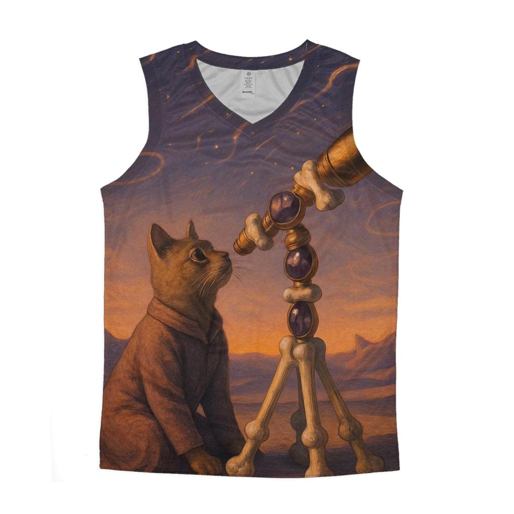Desert Mirage Astronomer Cat graphic print tank tops
