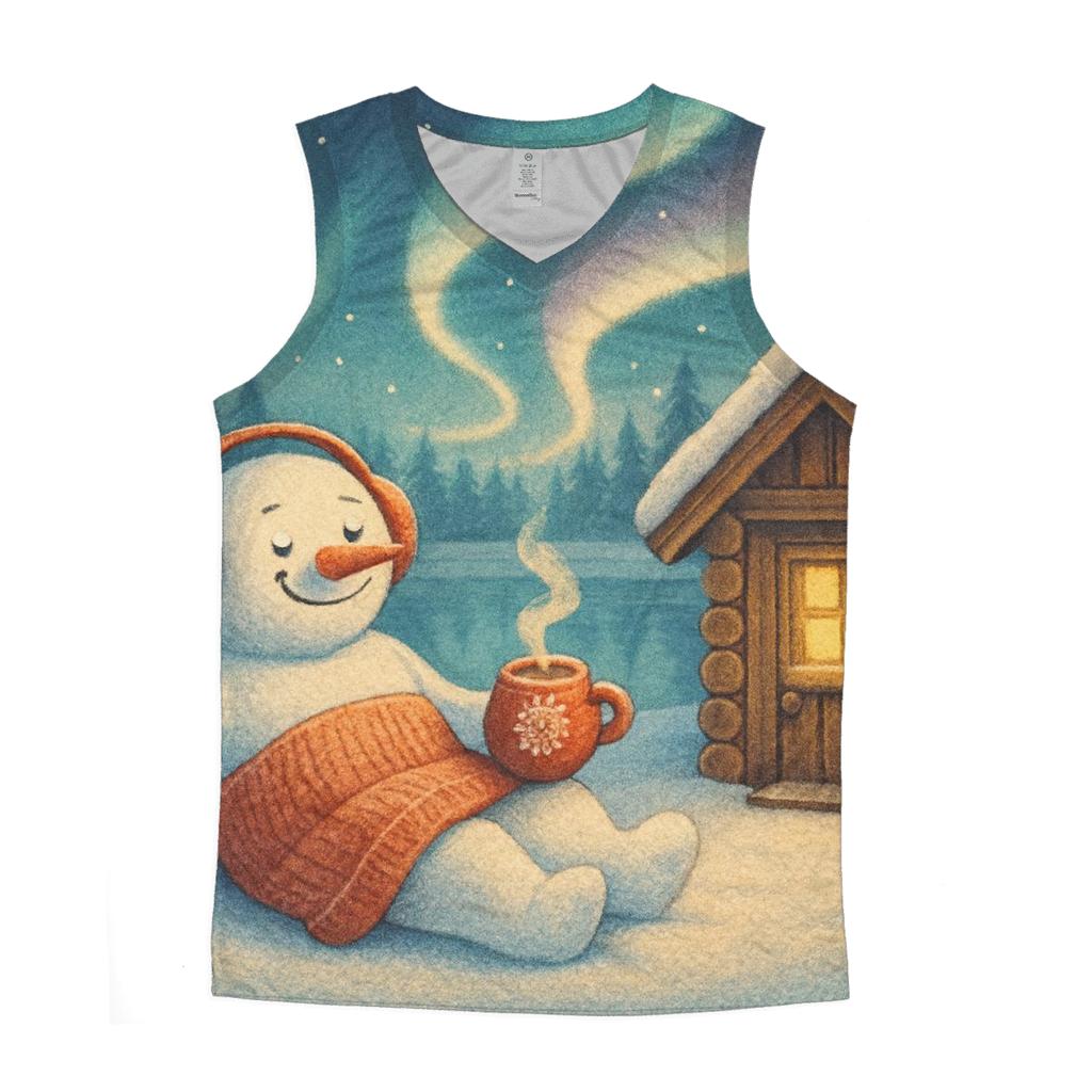 Snowman Sauna By The Northern Lights custom tank tops
