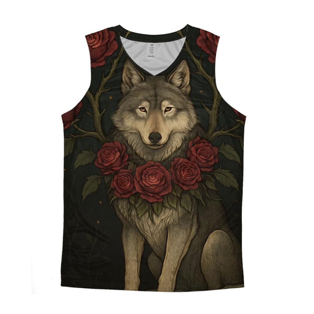 Thorn Bloom Guardian Wolf graphic print tank tops