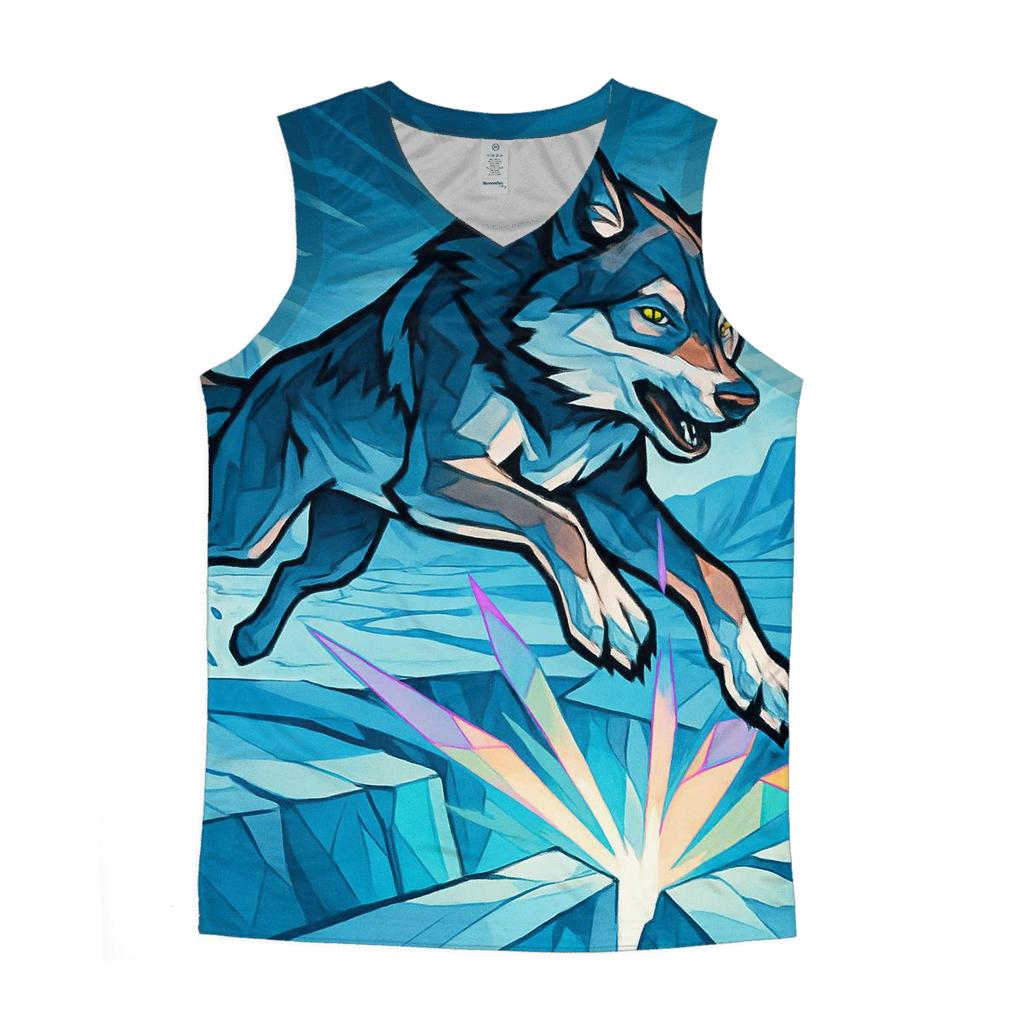 Prismatic Glacier Rift Wolf sports performance tank tops