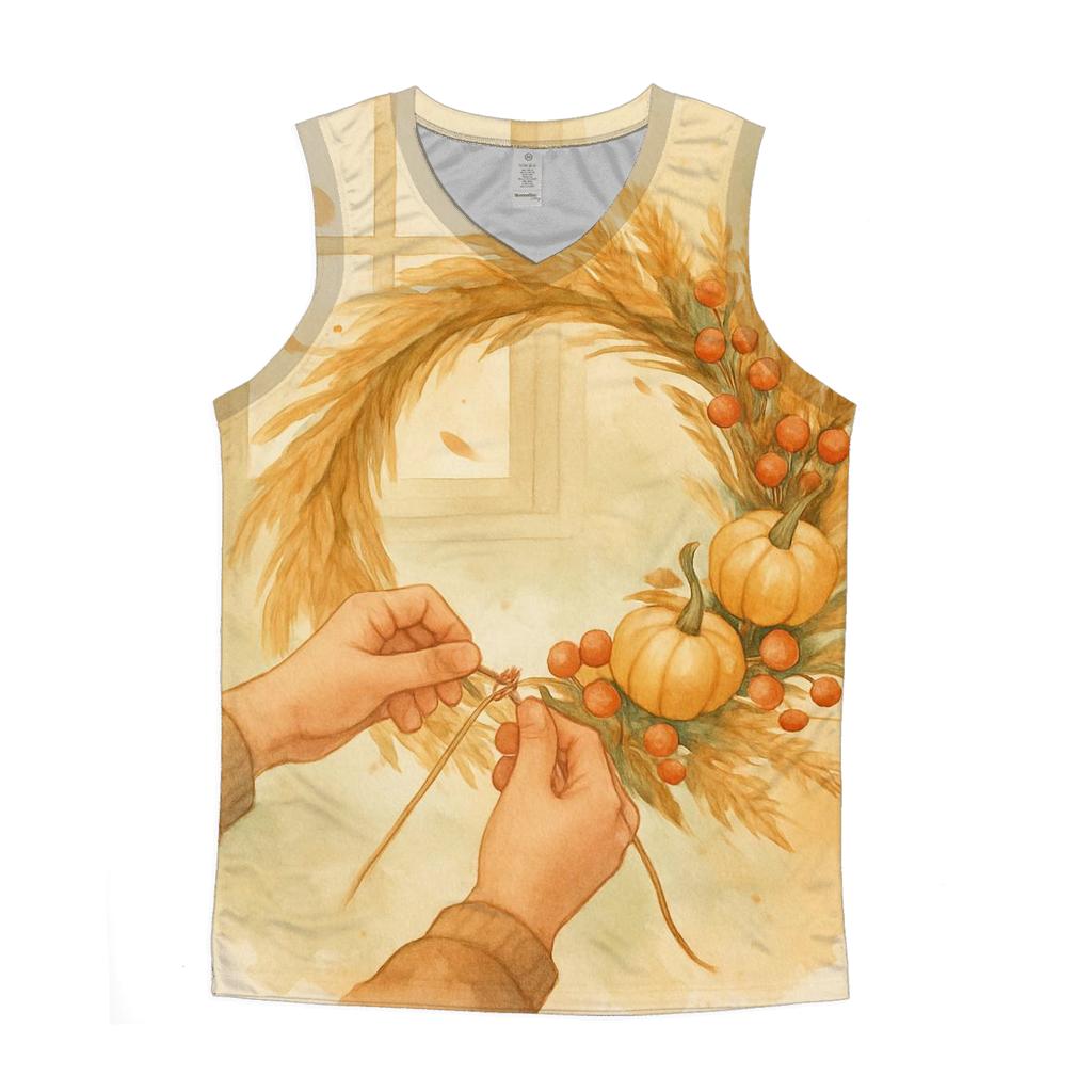 Harvest Wreath Sunbeam Window cotton sleeveless tops
