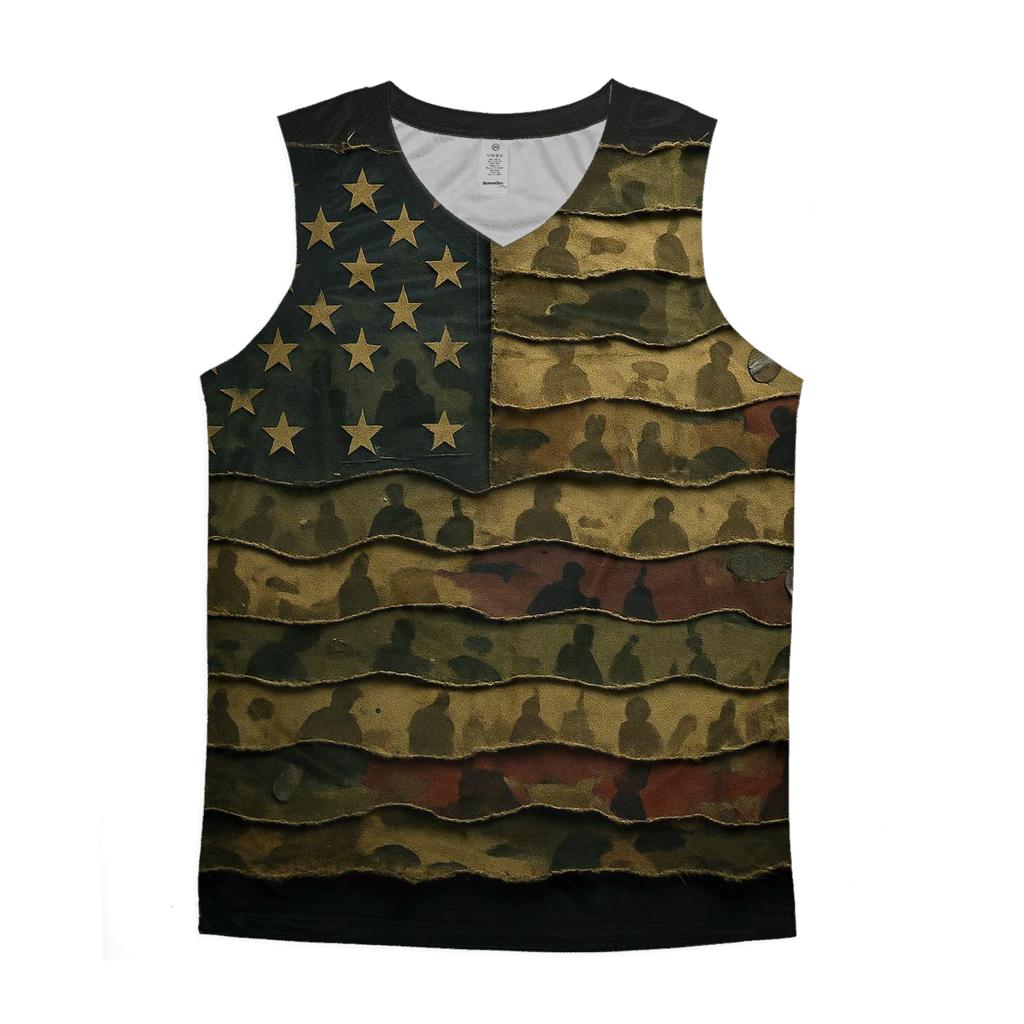 Camouflage Flag Mosaic Of Service cotton sleeveless tops