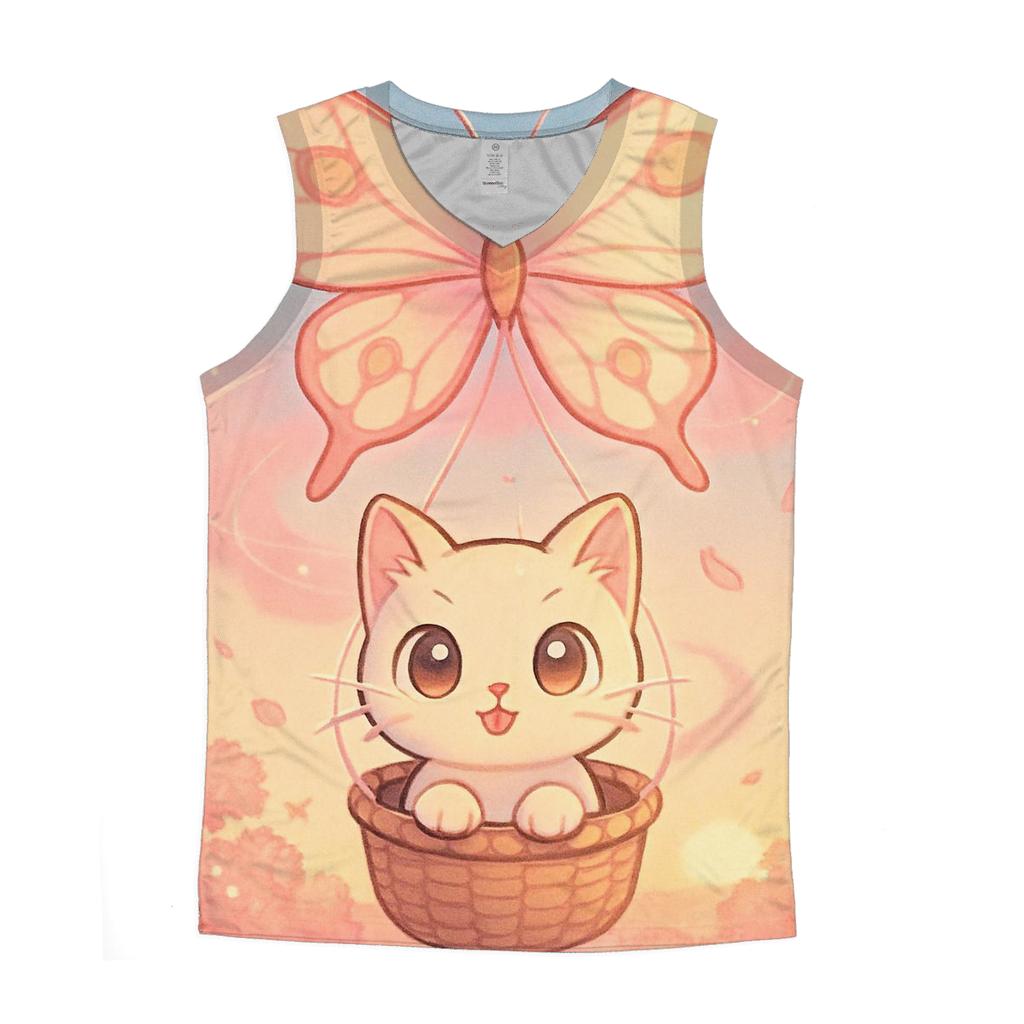 Cherry Blossom Kite Kitty graphic print tank tops