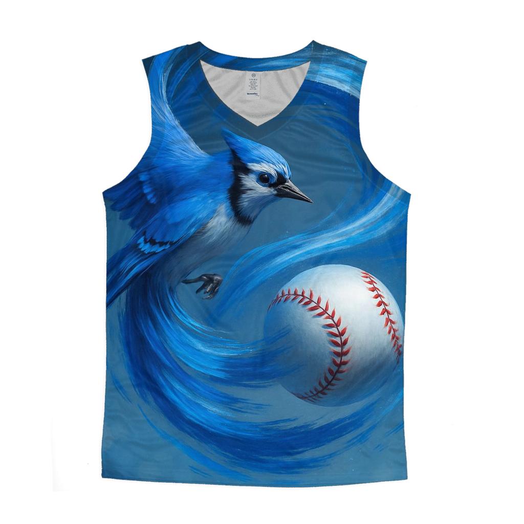 Feather Spiral Rally Blue Jays graphic print tank tops