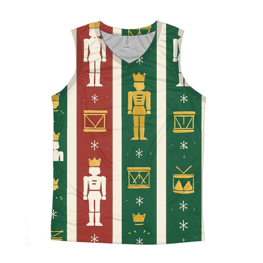 Nutcracker Parade Stripe Repeat On White Background sports performance tank tops