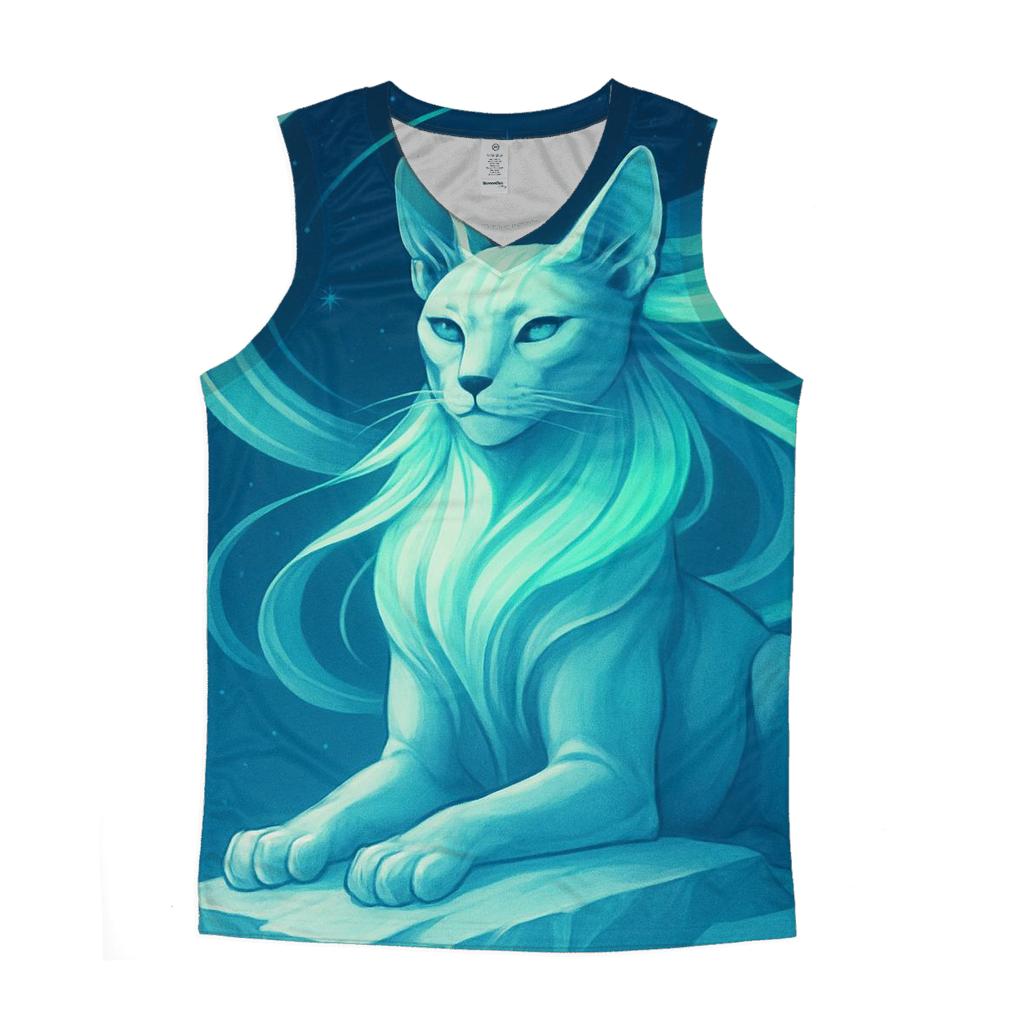 Frozen Aurora Sphinx Cat graphic print tank tops