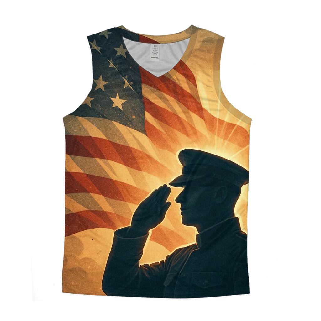 Salute At Sunrise Through Flag Light casual summer tank tops