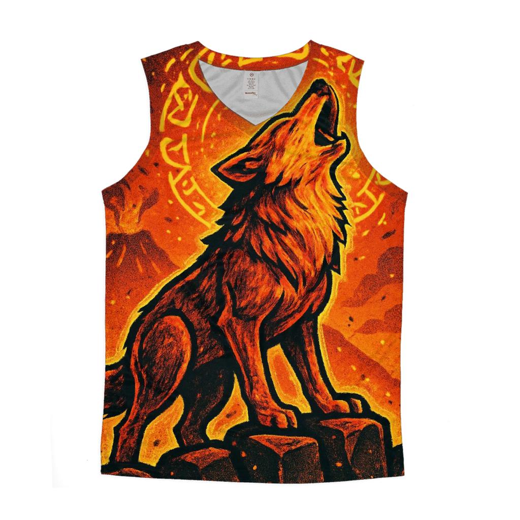 Volcanic Choir Wolf Of Ember Runes cotton sleeveless tops