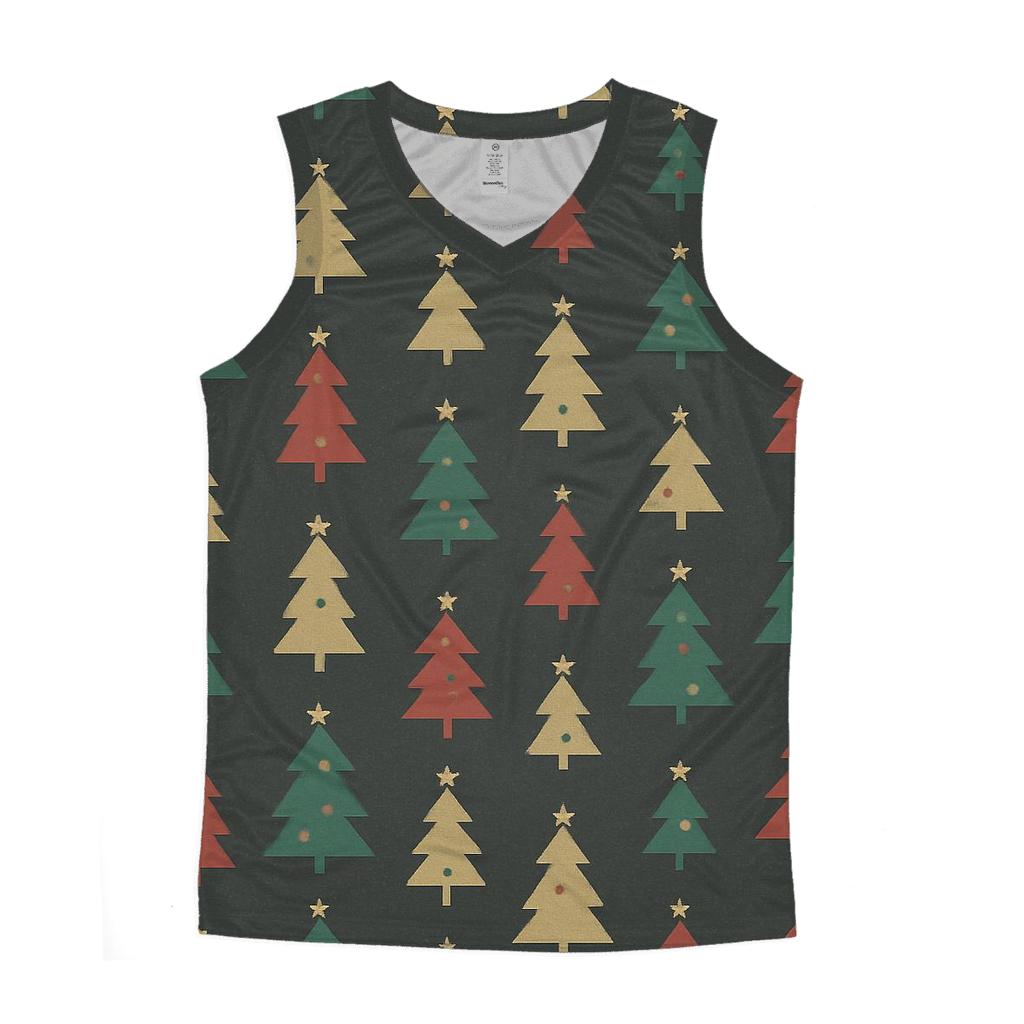 Christmas Tree Icon Micro Grid On Charcoal Background sports performance tank tops