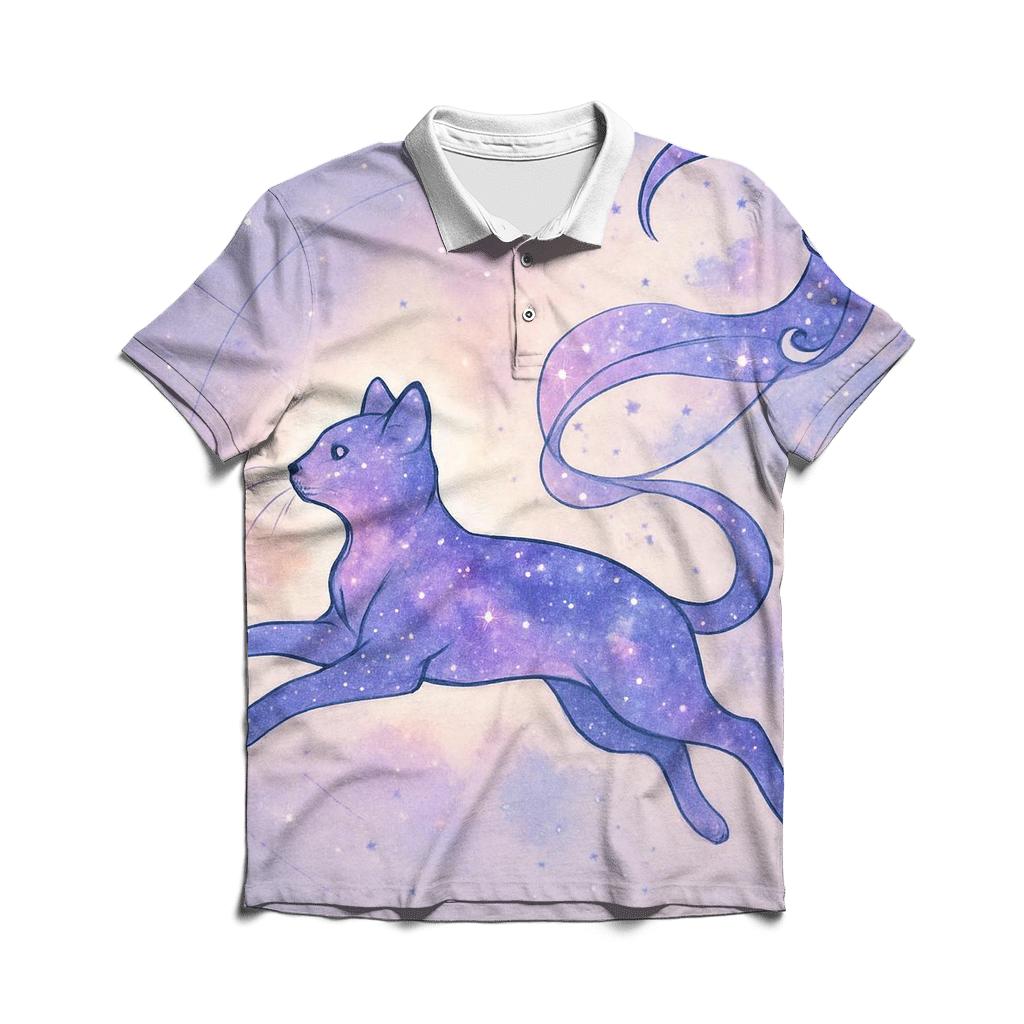 Celestial Kite Runner Cat personalized polo shirts