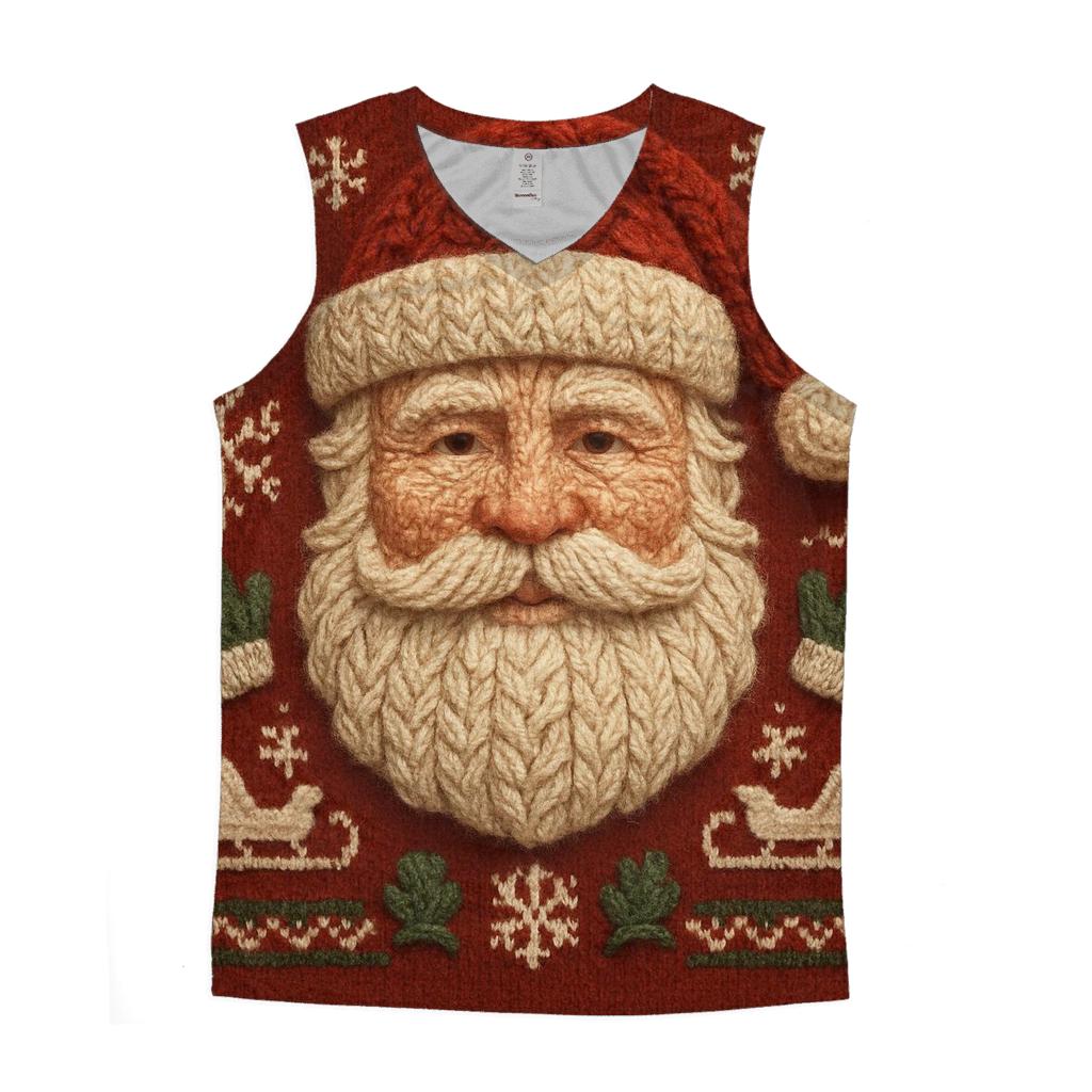 Knitted Pattern Candy Cane Santa sports performance tank tops
