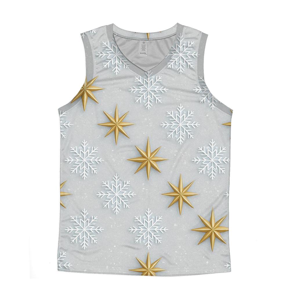 Star And Snowflake Diagonal Array On Light Gray Background custom tank tops