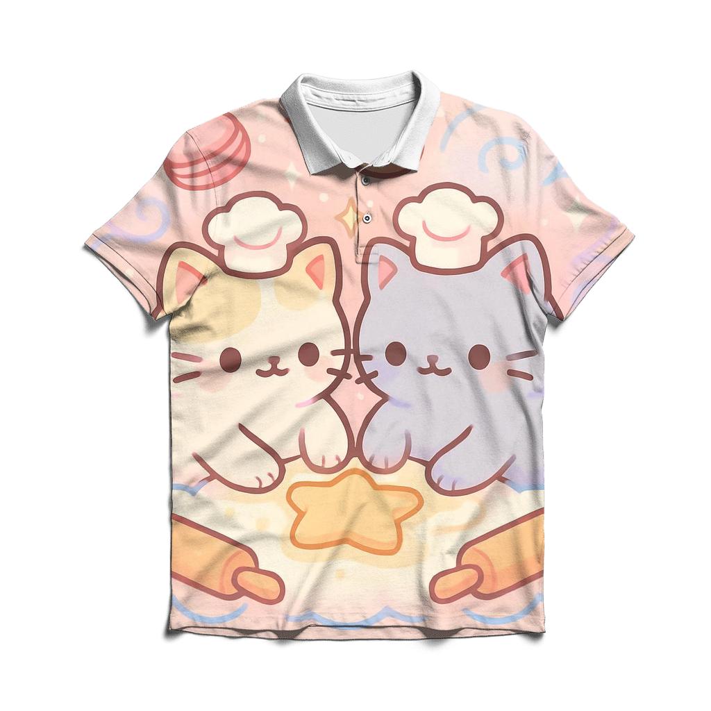 Cloud Bakery Biscuit Cats personalized polo shirts