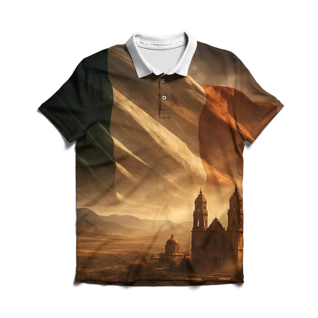 Mexico Desert Double Exposure Flag embroidered polo tops