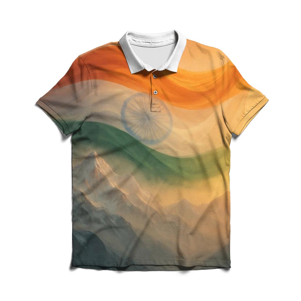 India Mountain Saffron Wave custom polo shirts