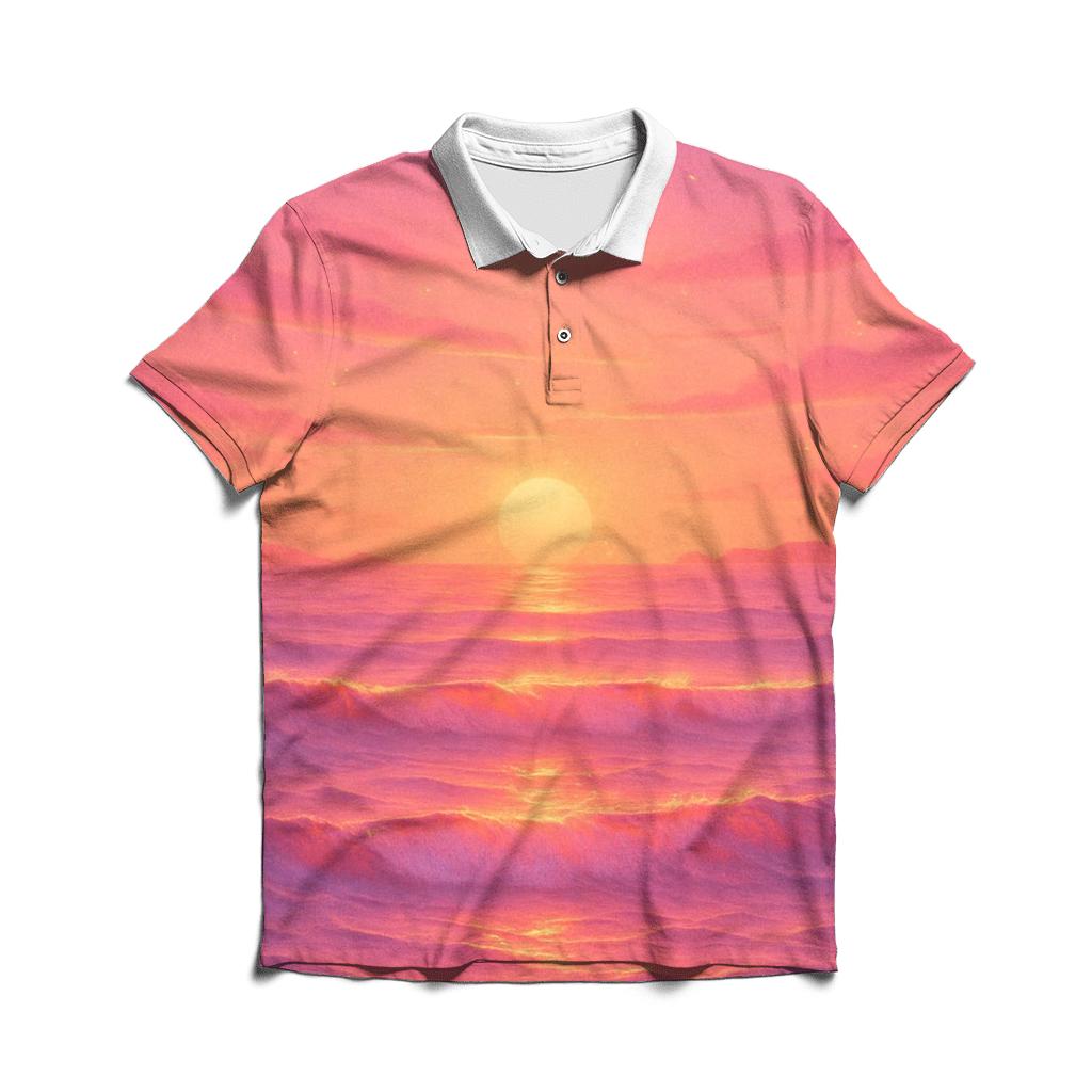 Gilded Tide At Dusk custom polo shirts