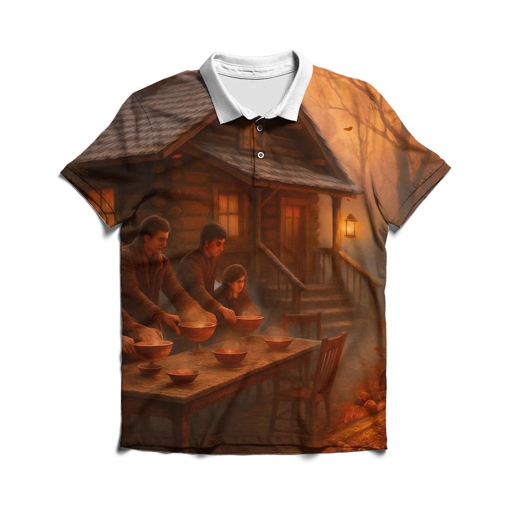 Autumn Cabin Feast Under First Frost premium cotton polo shirts